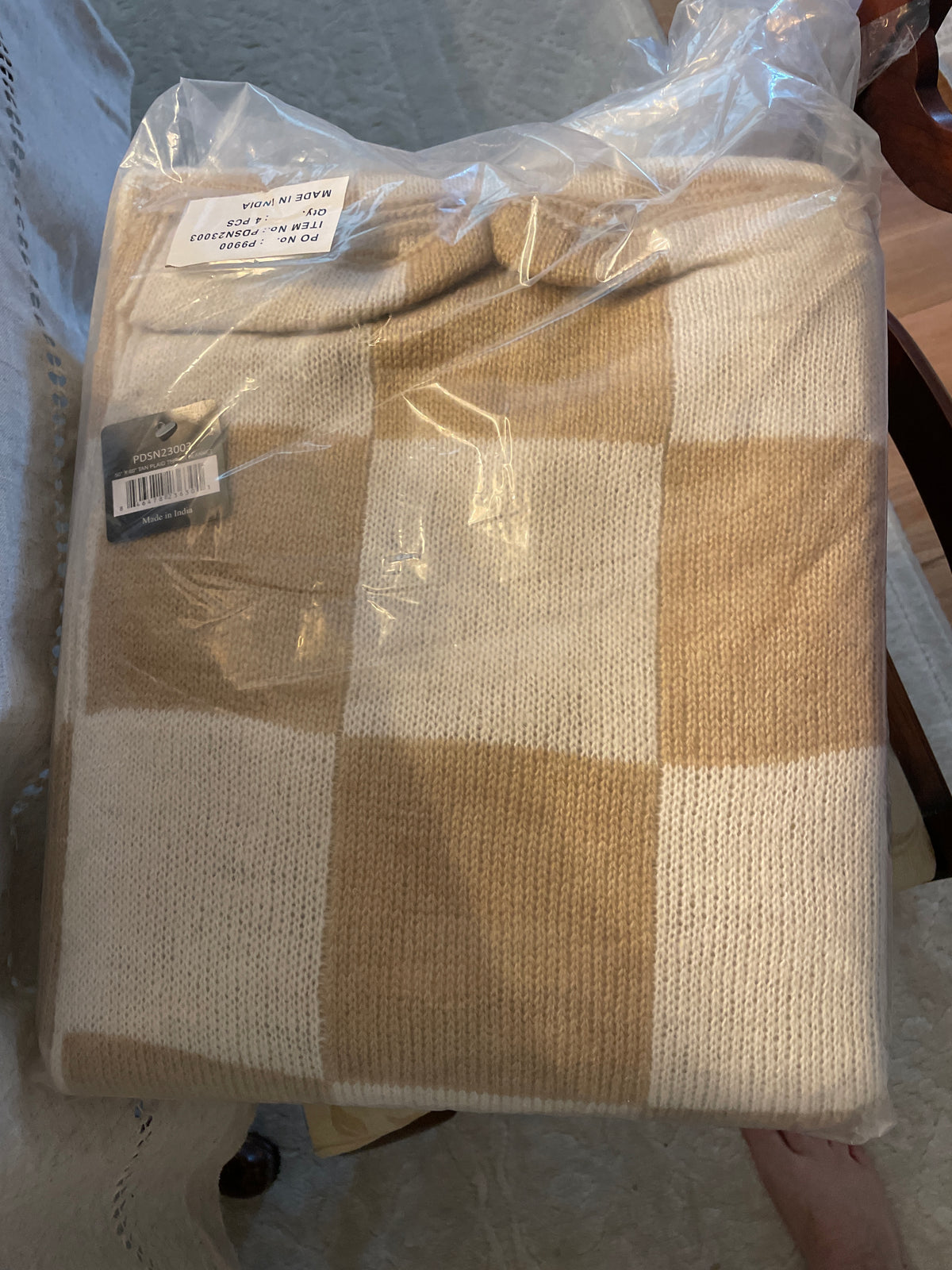 Tan Plaid Throw