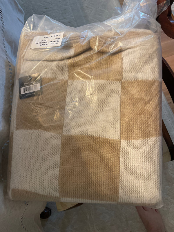 Tan Plaid Throw