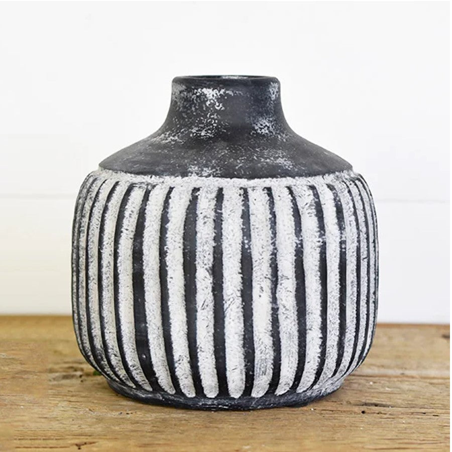 Striped Charcoal Vase