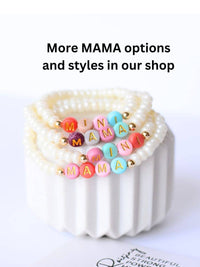 Mama MINI matching Pink beaded stretch bracelet jewelry set