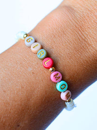 GIRL MOM multi colored beaded pearl Mama jewelry  bracelet