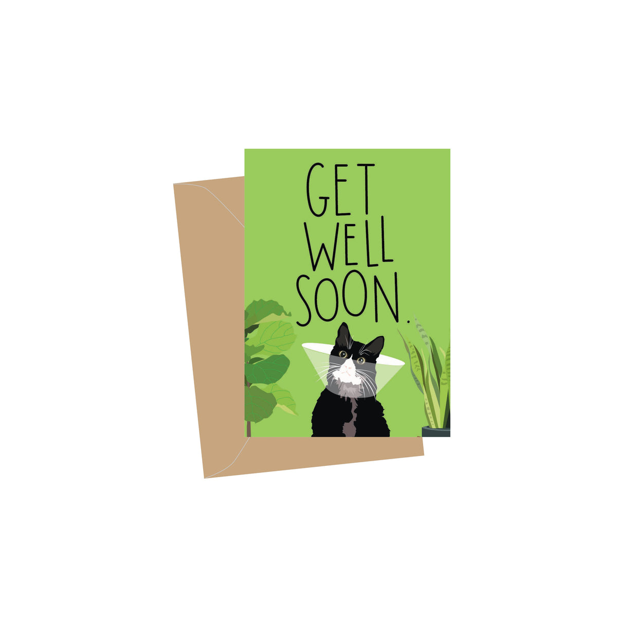 Mini Get Well Recuperating Cat, Folded Enclosure Cards