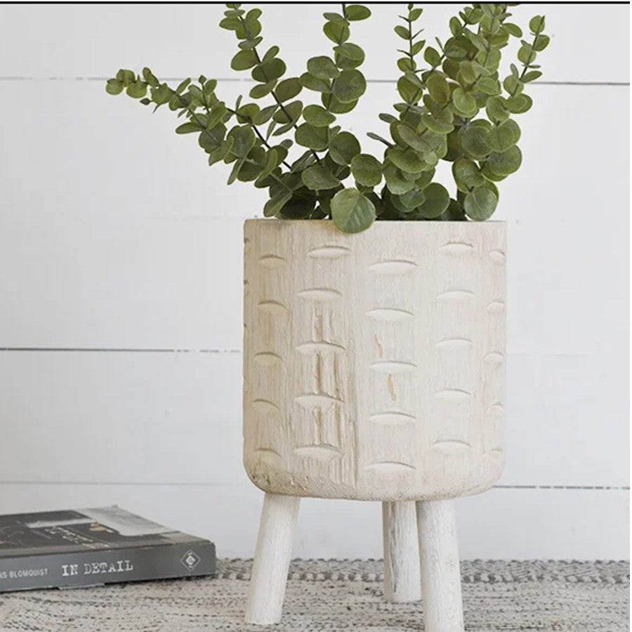 plant pot with wooden legs 3-Footed Wood Planter – Casa Ancora Home Decor & More