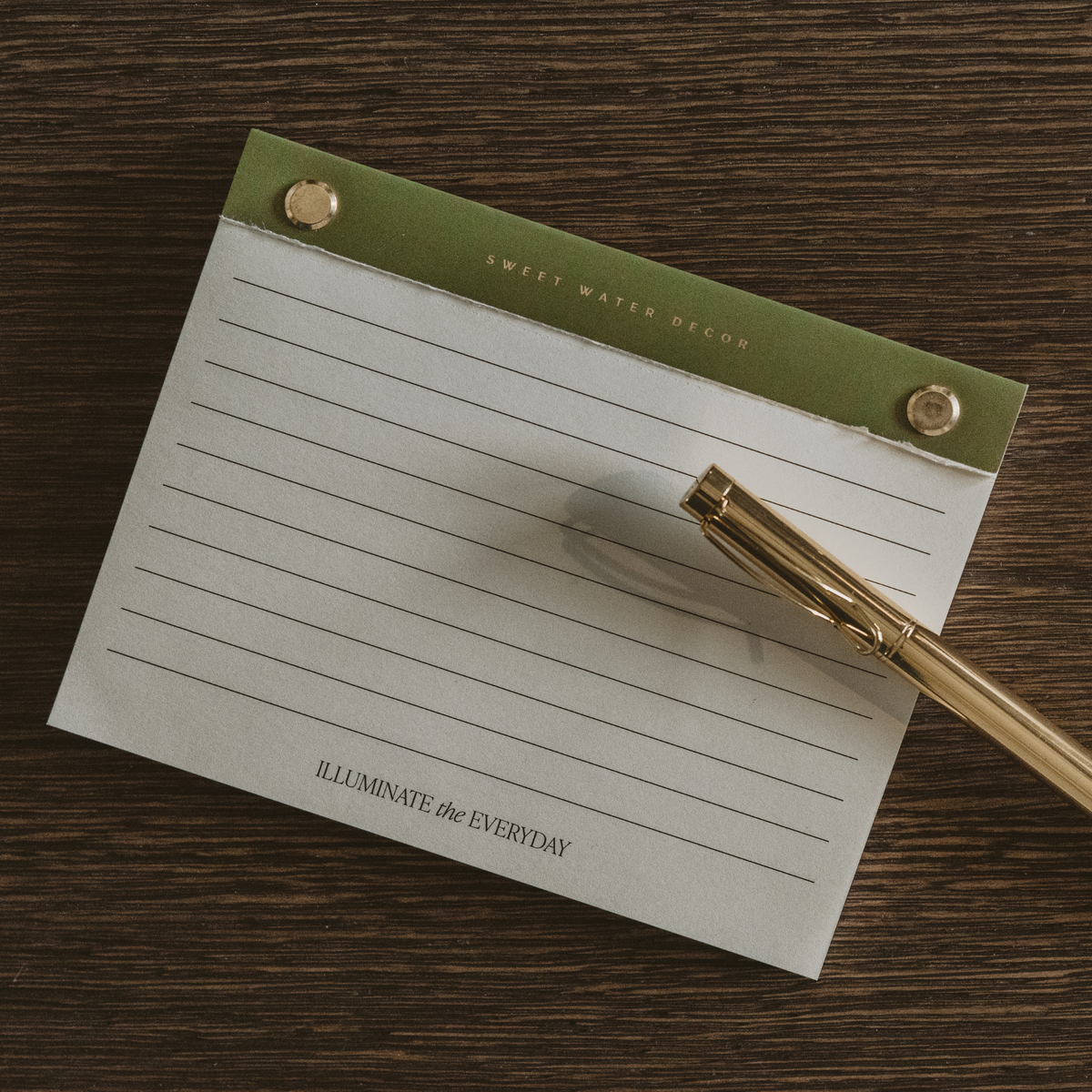 Small Green Gold Rivet Basic Notepad - Stationery