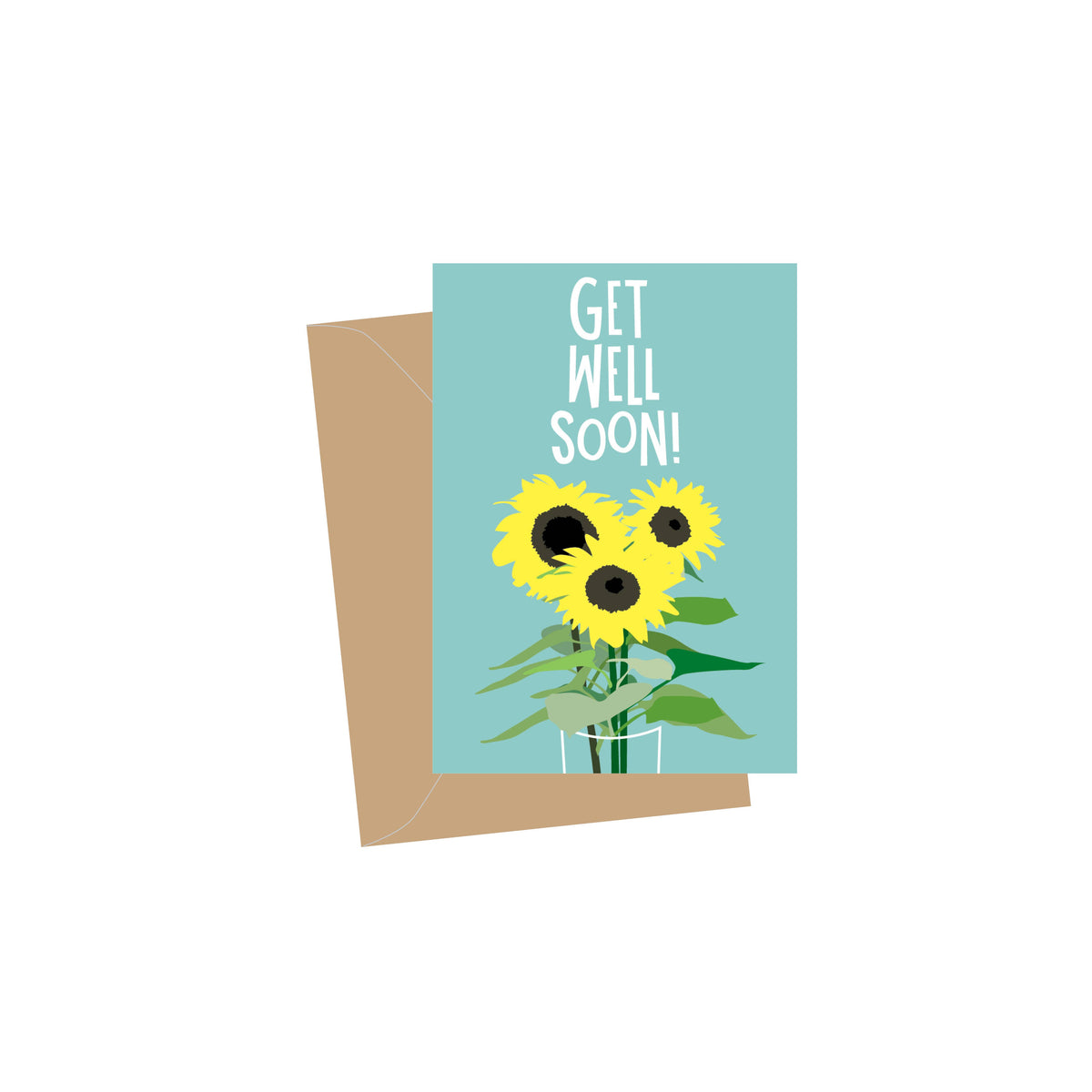 Mini Get Well Sunflowers, Folded Enclosure Cards