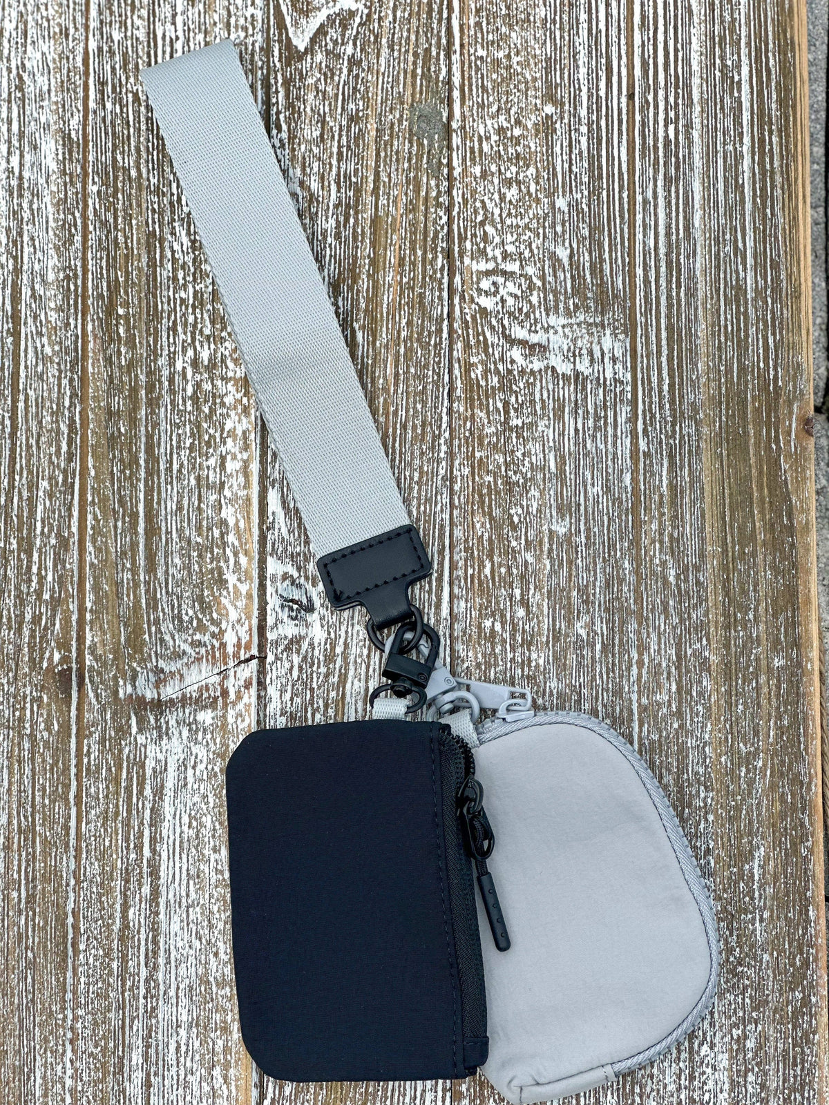 Dual Pouch Wristlet Keychain "Black-Gray"