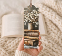 Wood Bookmark Books With Flowers