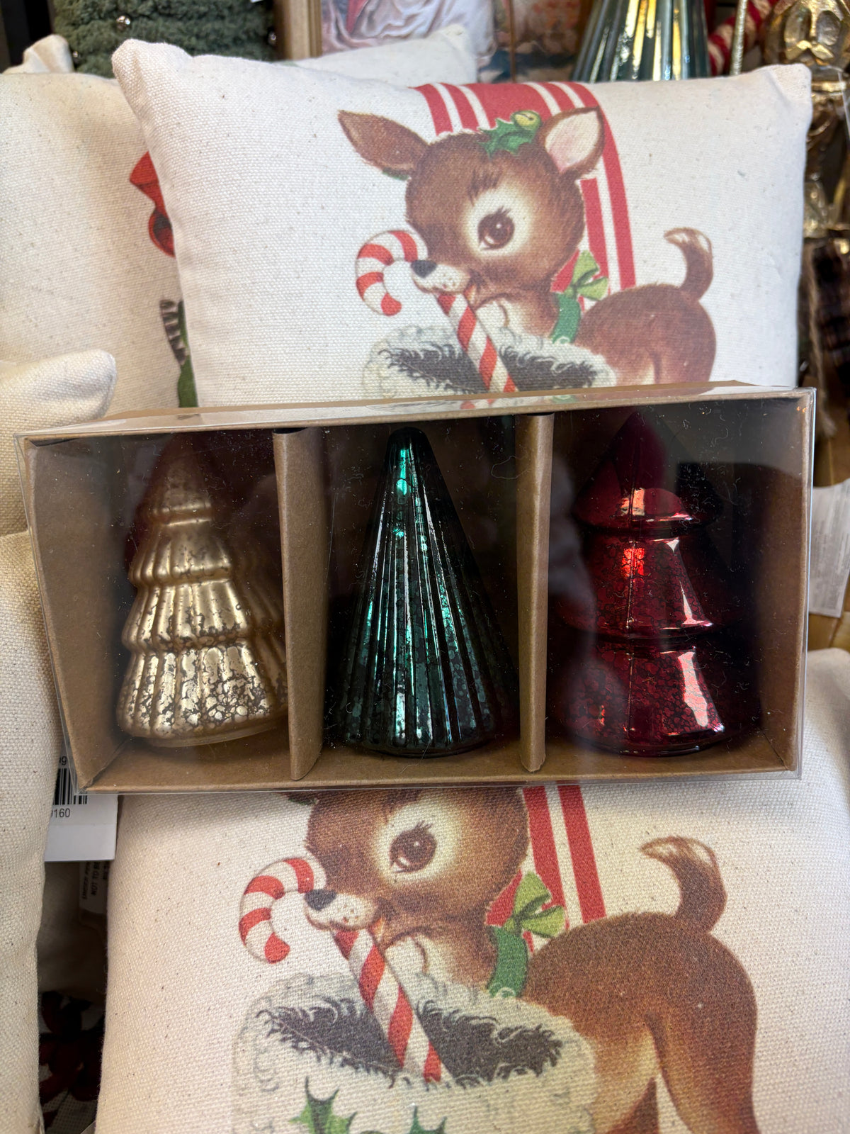 Glass Tree Ornaments-Set of 3