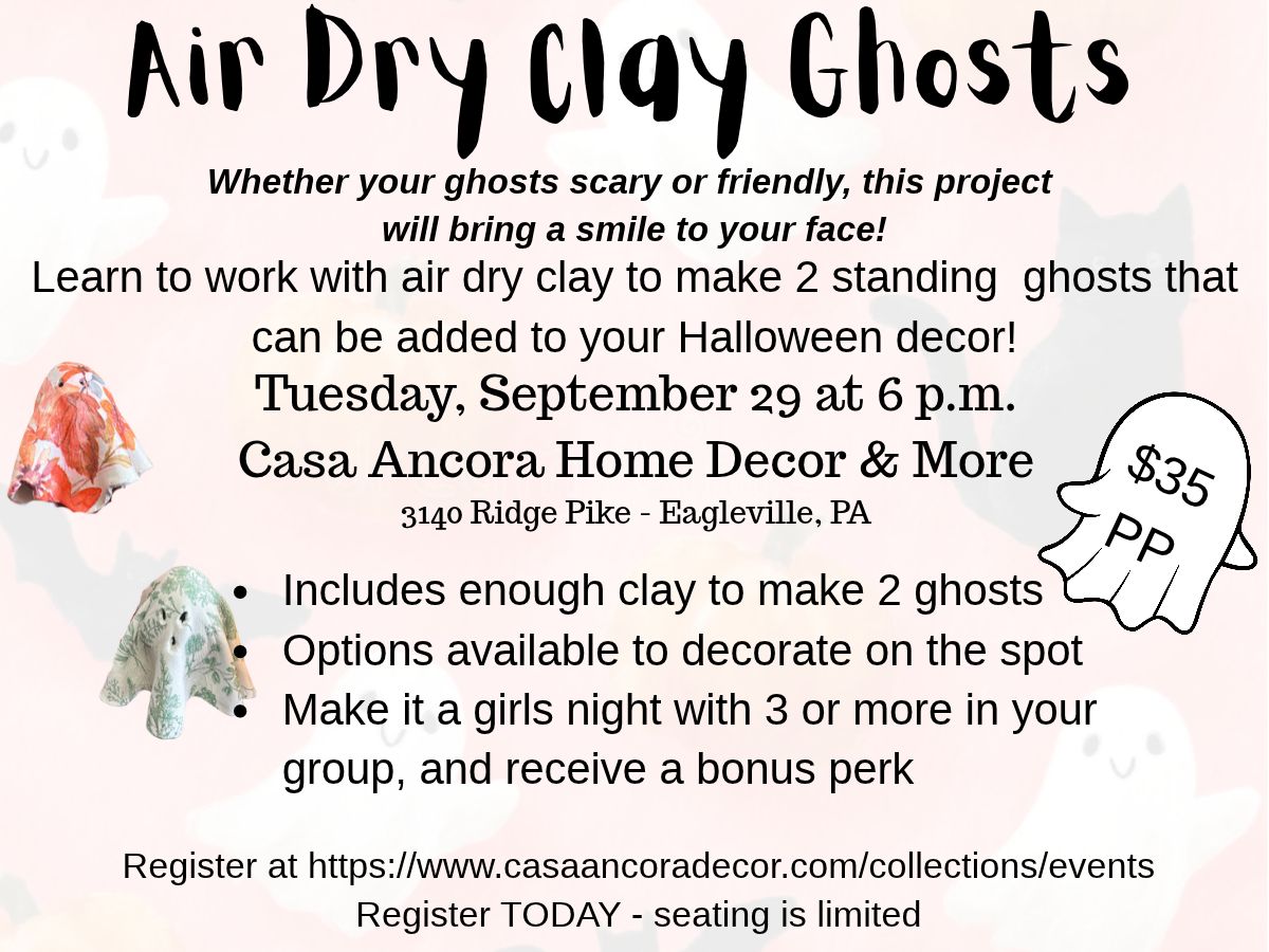 Air Dry Clay Ghosts Workshop