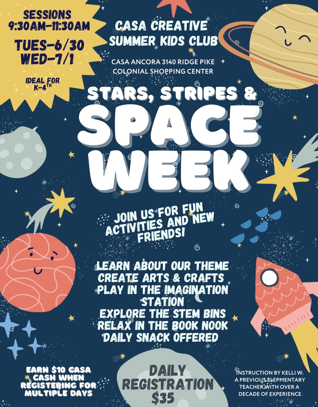 CASA Creative Summer Kids Club-Stars, Stripes & Space Week