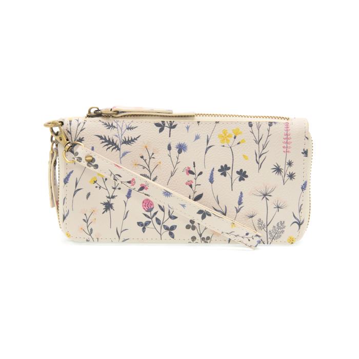 White Multi Floral Chloe Printed Zip Around Wallet/ Wristlet
