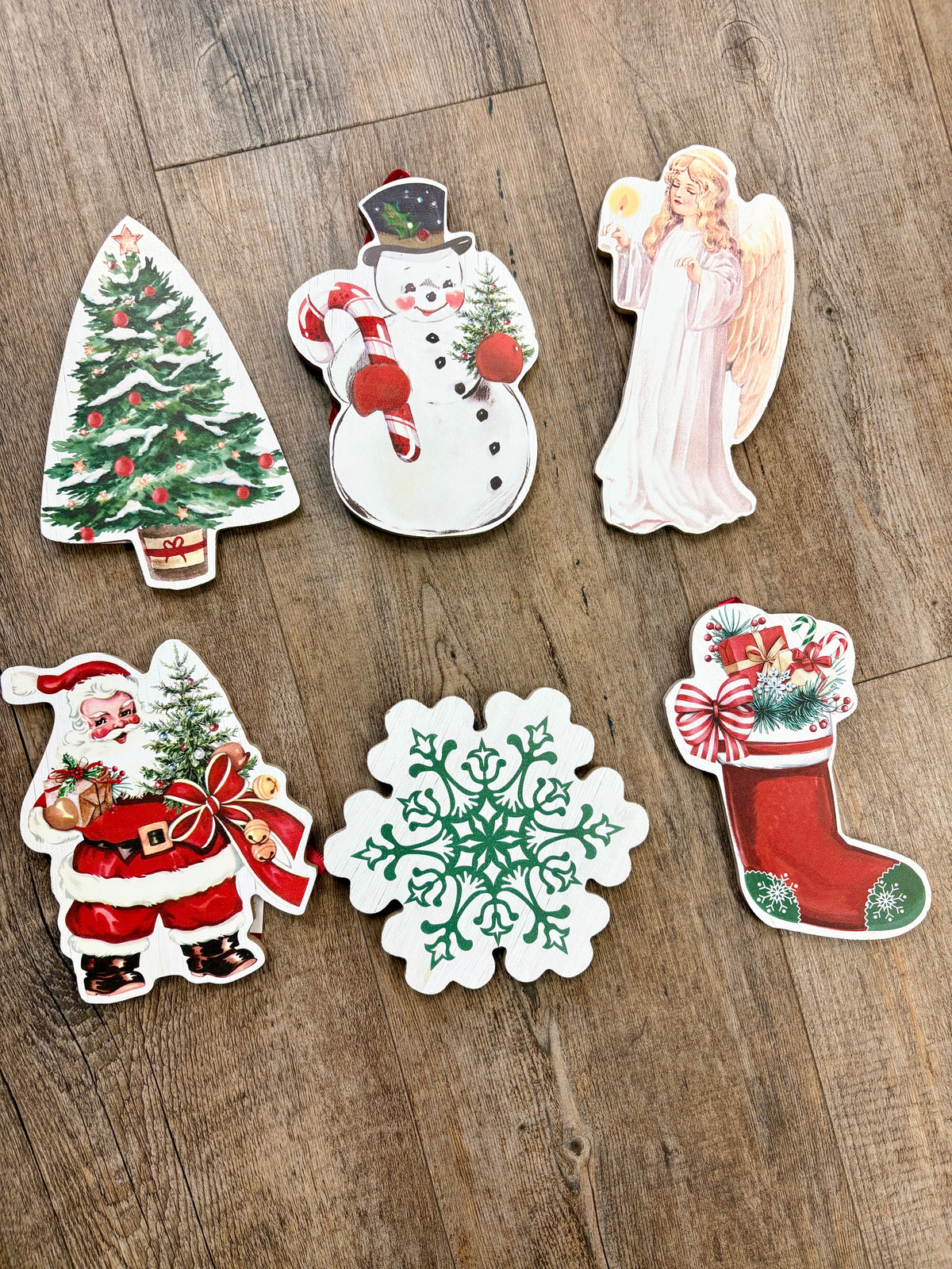Vintage Holiday Print Ornaments