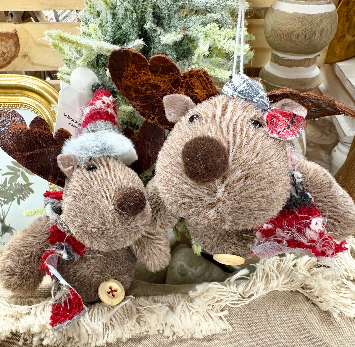 Plush Moose Ornaments