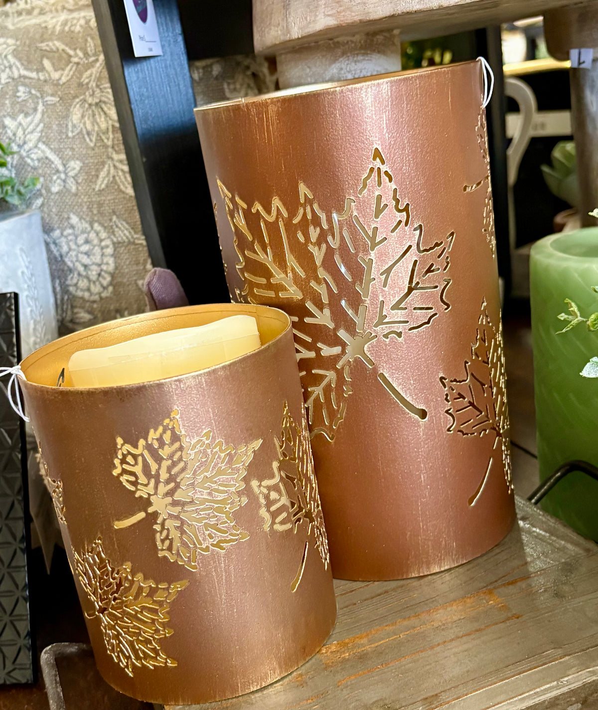 Bronze Leaf Lanterns