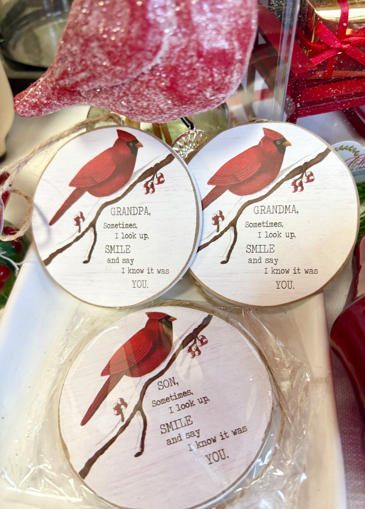 Round Cardinal Ornament