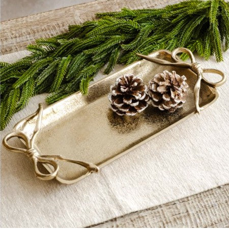 Gold Tray with Ribbon Handles