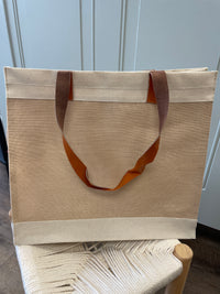 15" Jute/Leather Tote