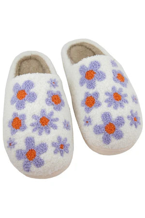 Lilac and Red Daisy Slippers