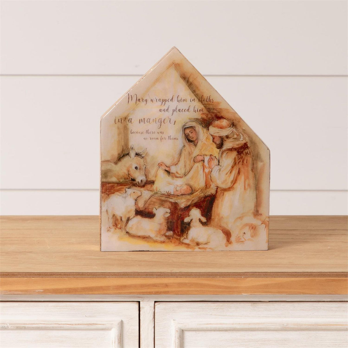 Mango Wood Nativity Shelf Sitter