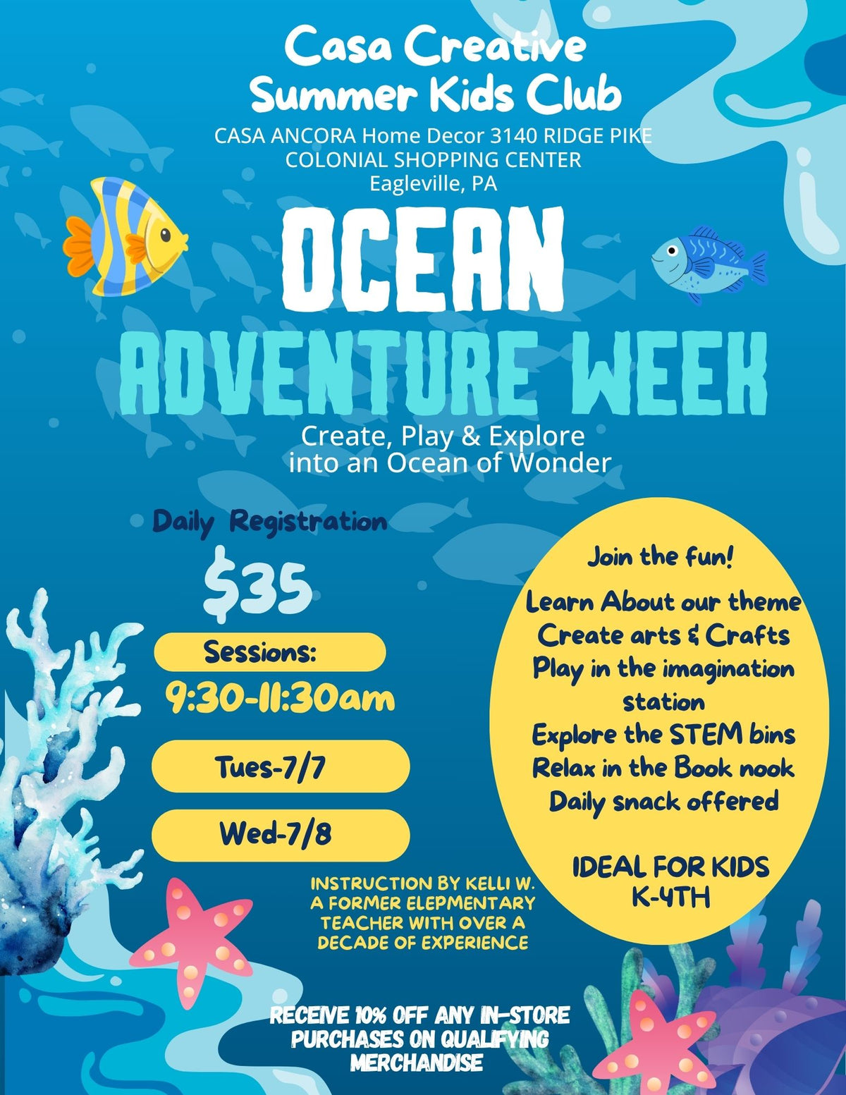 CASA Creative Summer Kids Club-Stars, Ocean Adventure Week