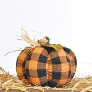Orange Plaid Pumpkin - 7”