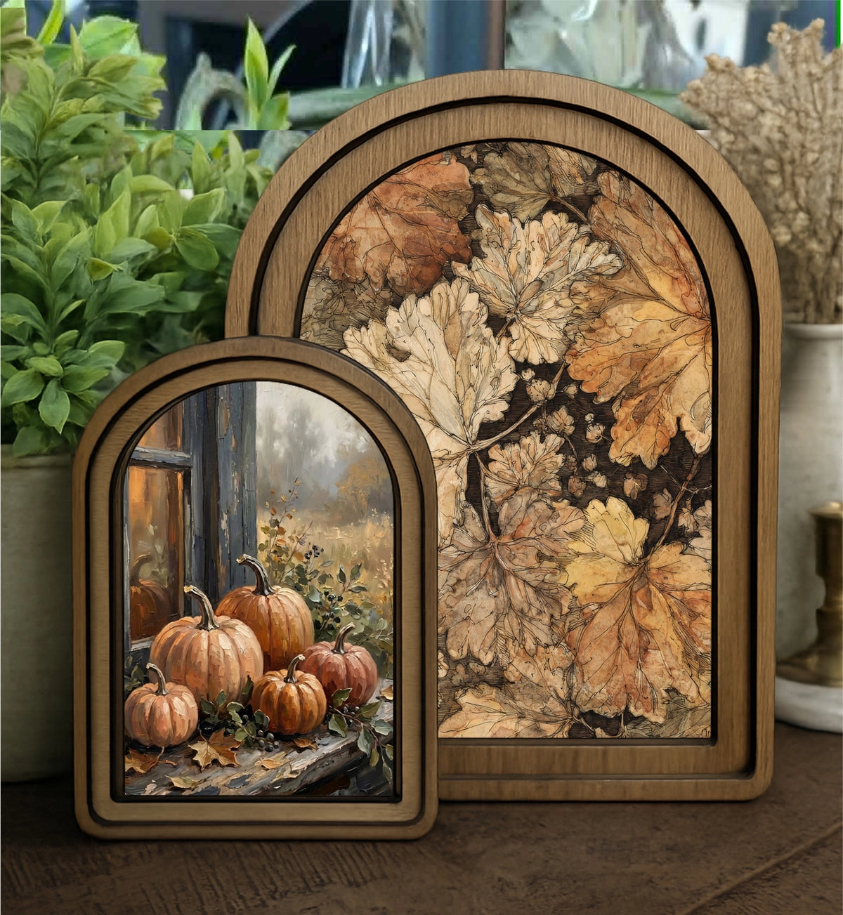 Arch Top Leaf  Framed Art