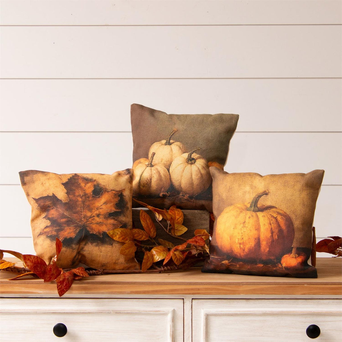 Pumpkin and Leaf Mini Pillows