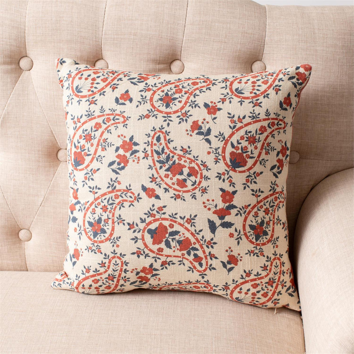 Red & Blue Paisley Pillow
