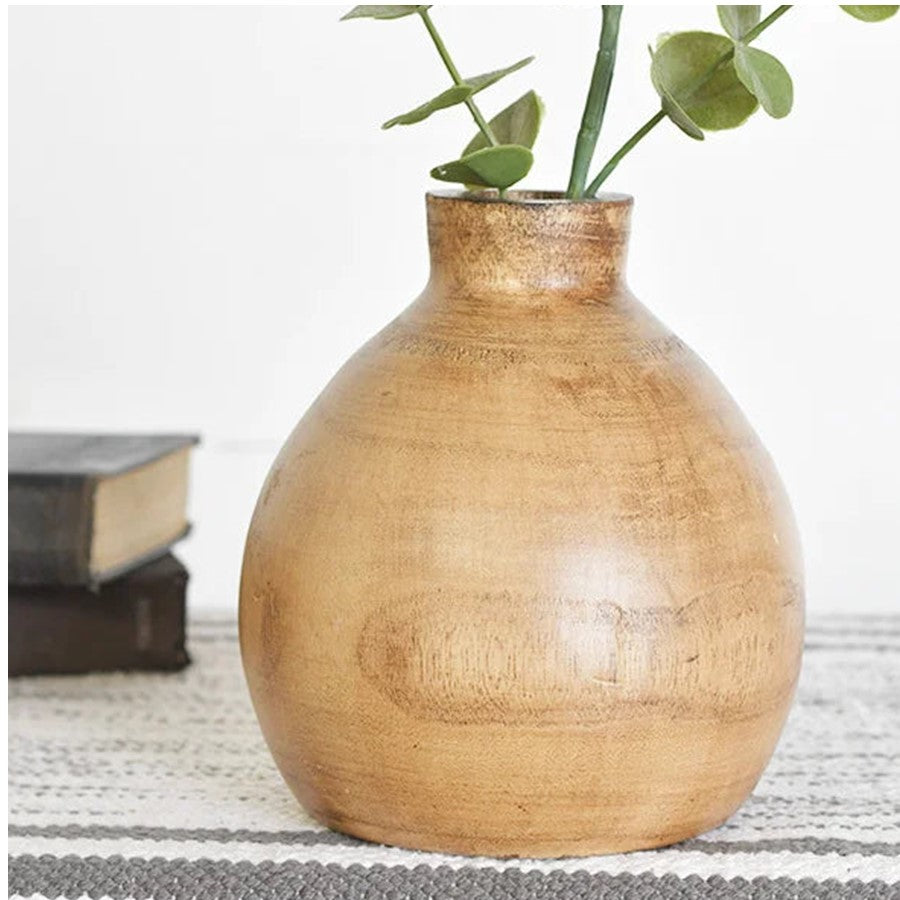 Round Shape Wood Vase