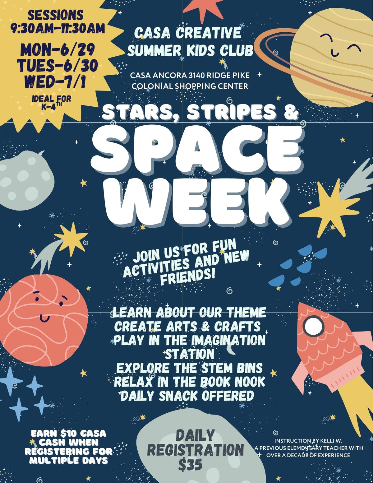CASA Creative Summer Kids Club-Stars, Stripes & Space Week