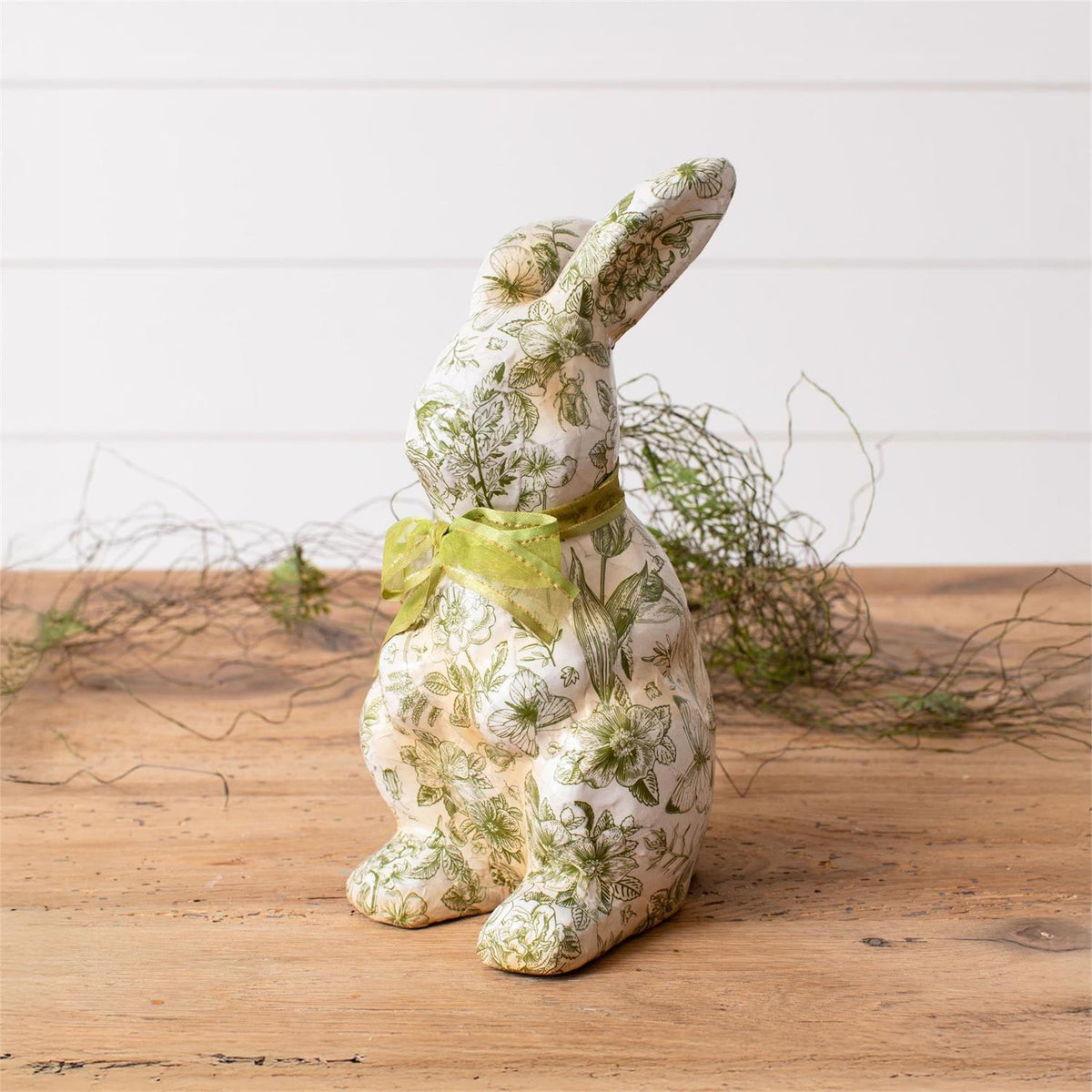 Standing Bunny - Green Toile Decoupage