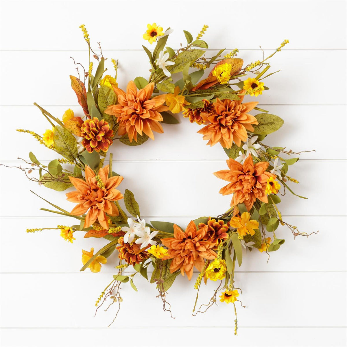 Wreath-Salmon Dahlias and Asst. Fall Flowers