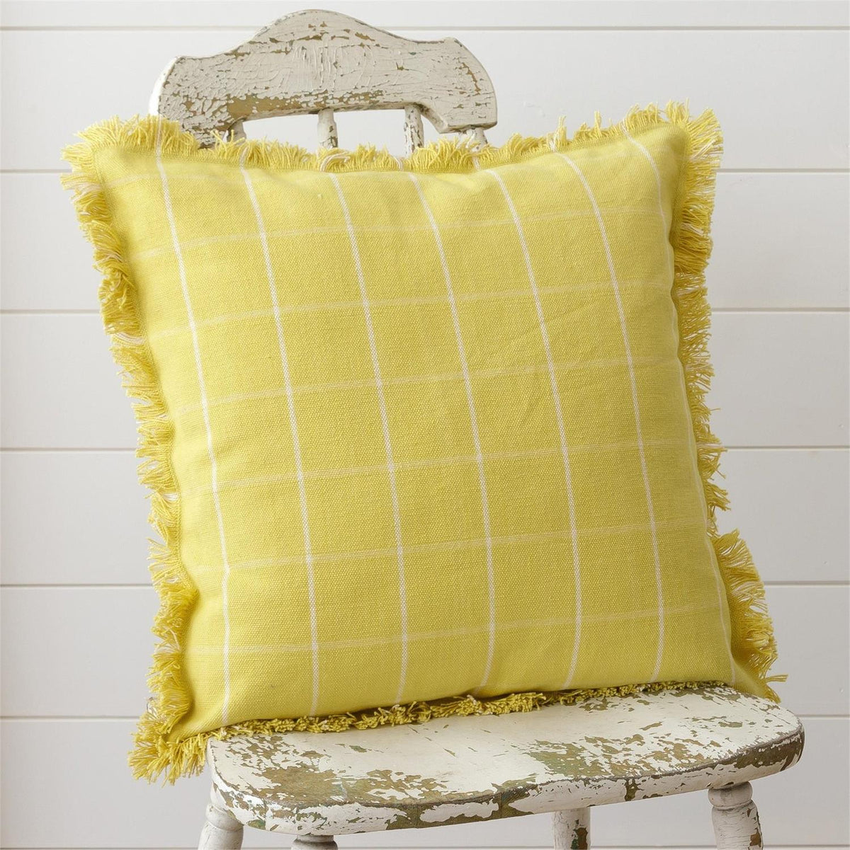 Yellow Windowpane Check Pillow