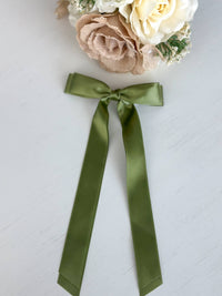 Classic Satin Bow With Clip "Green"