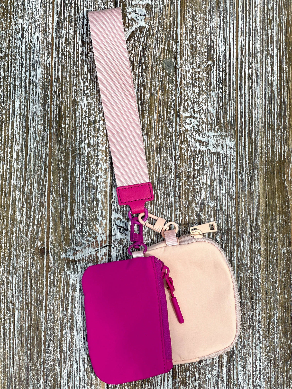 Dual Pouch Wristlet Keychain "Fuchsia-Coral"