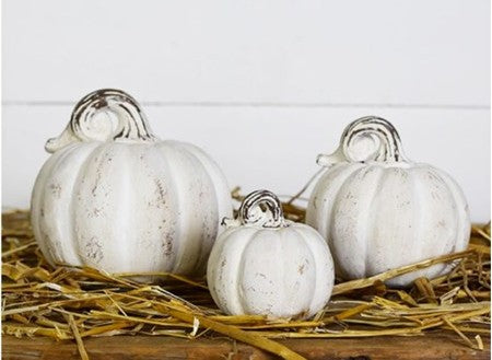 White Mini Pumpkins-Set of 3