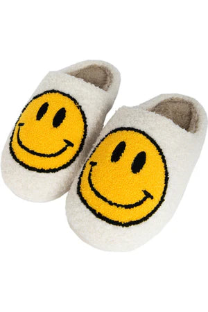 Smiley Face Fuzzy Slippers