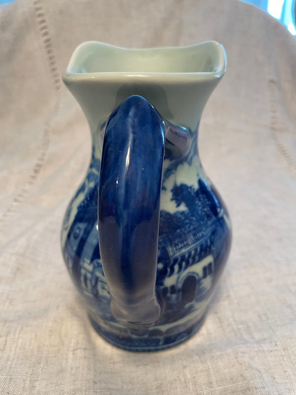 Ceramic Pitcher with Blue Asian Pattern